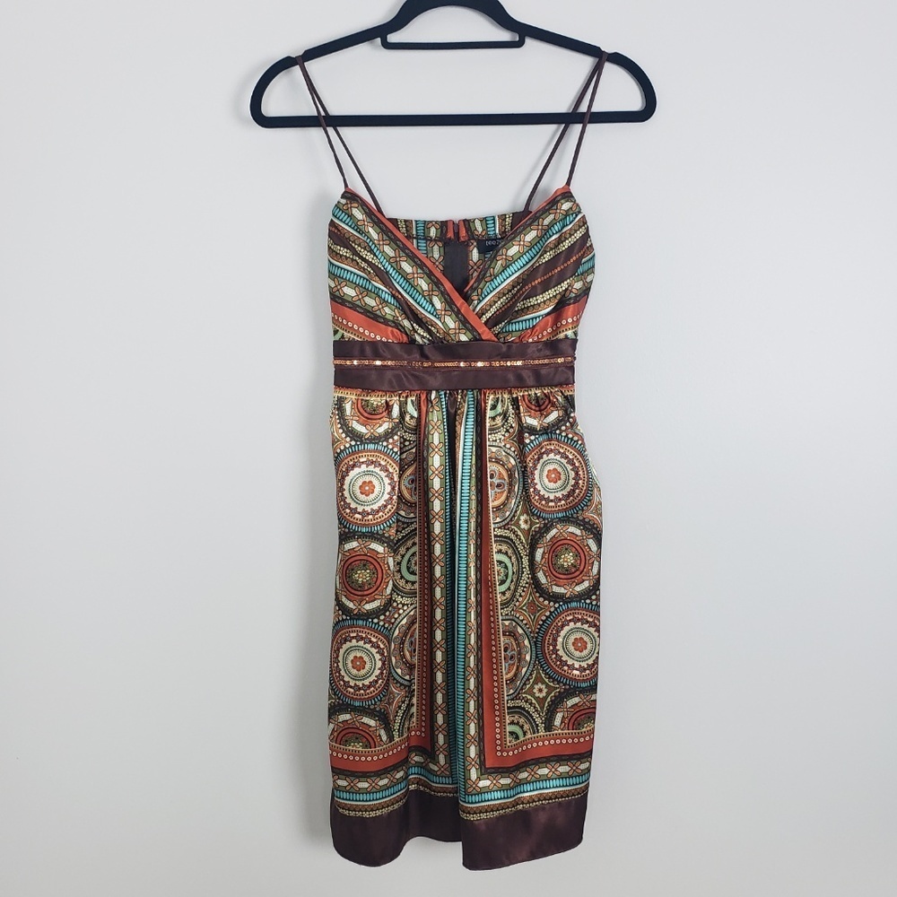 Teeze Me, boho, festival, retro, halter mini-dress A10